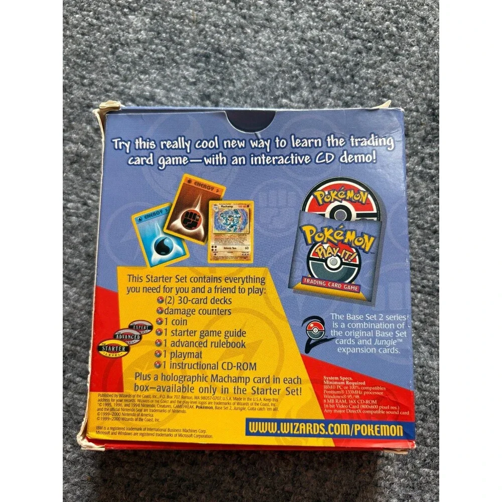 POKEMON  2 BASE SET TRADING CARD GAME STARTER SET BOX Instruction Book EMPTY VTG